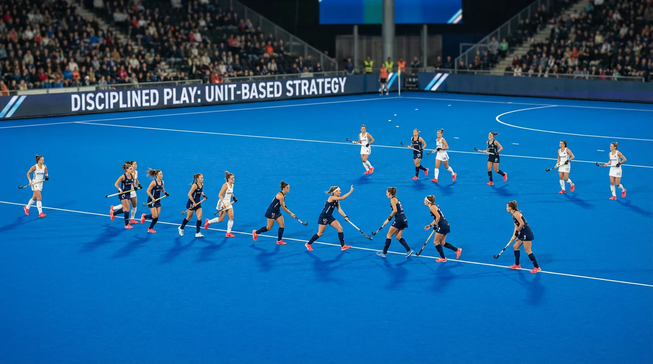 Hockeyteam toont discipline en teamwork tijdens wedstrijd