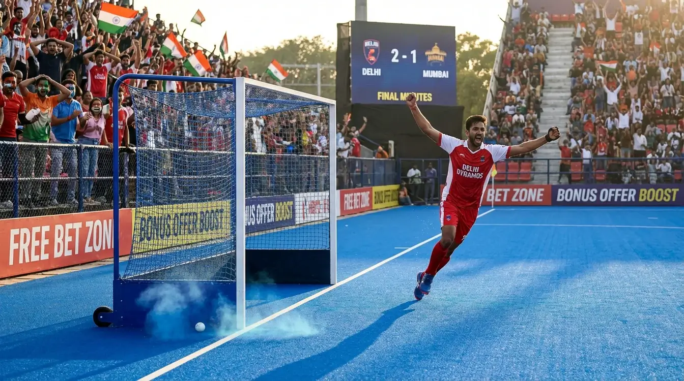 Hockeyspeler scoort doelpunt in belangrijke wedstrijd