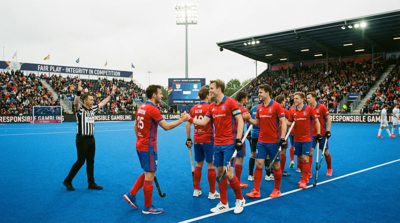 Hockeyspelers in eerlijk en veilig sportief duel