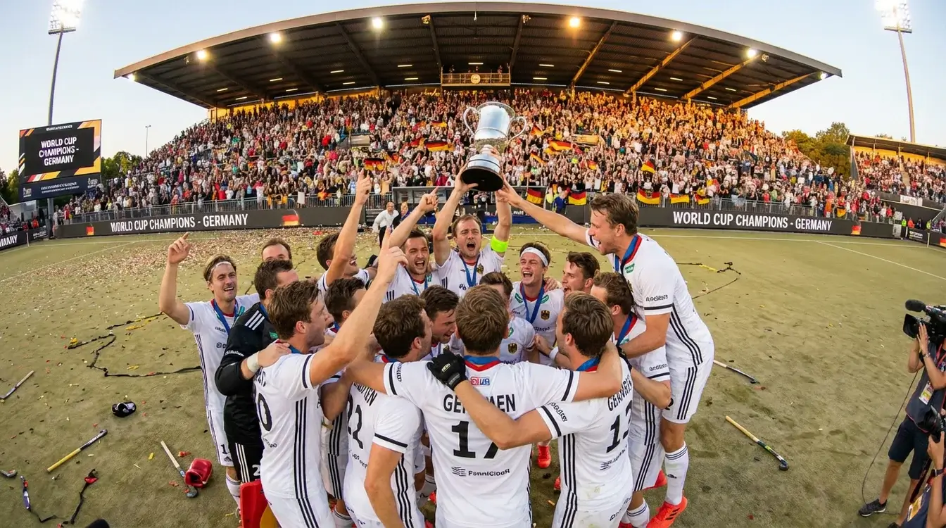 Hockeyteam viert overwinning met kampioenstrofee