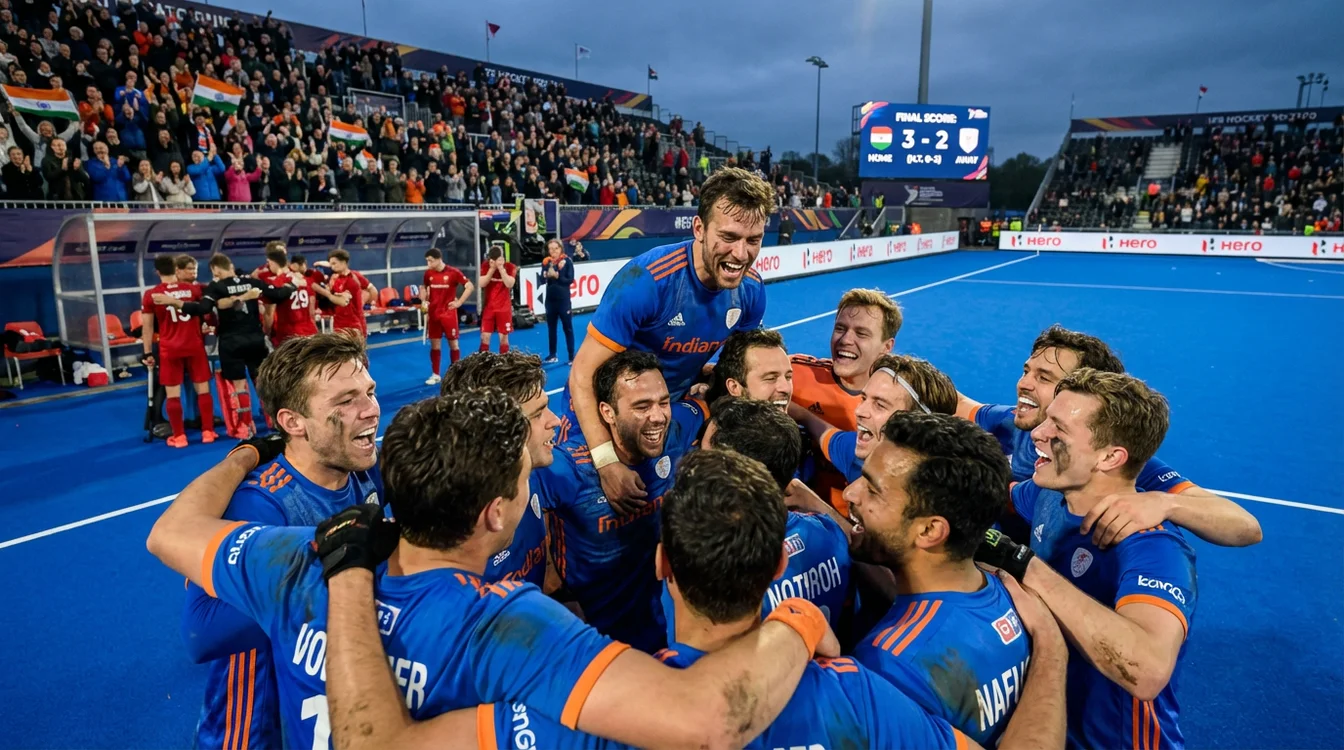 Hockeyteam viert comeback overwinning na achterstand