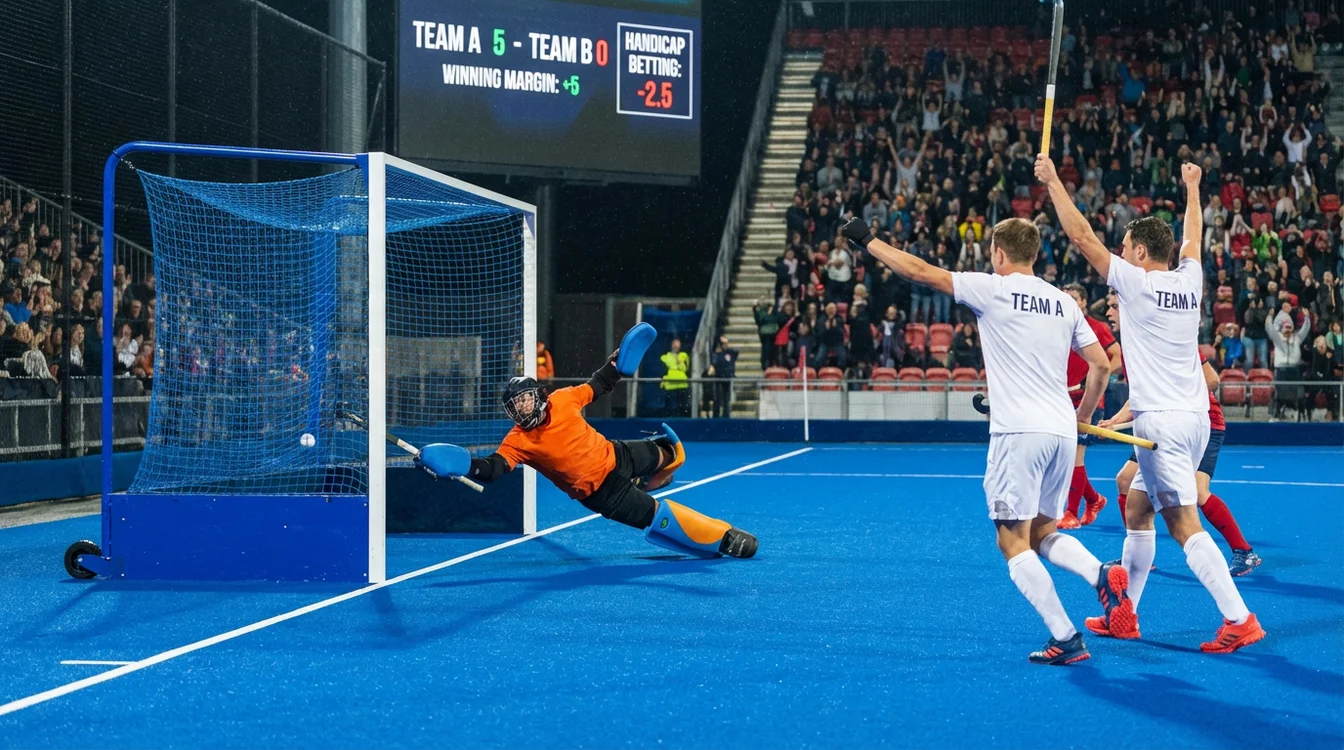 Hockeywedstrijd met doelpunt en scoreverschil tussen teams
