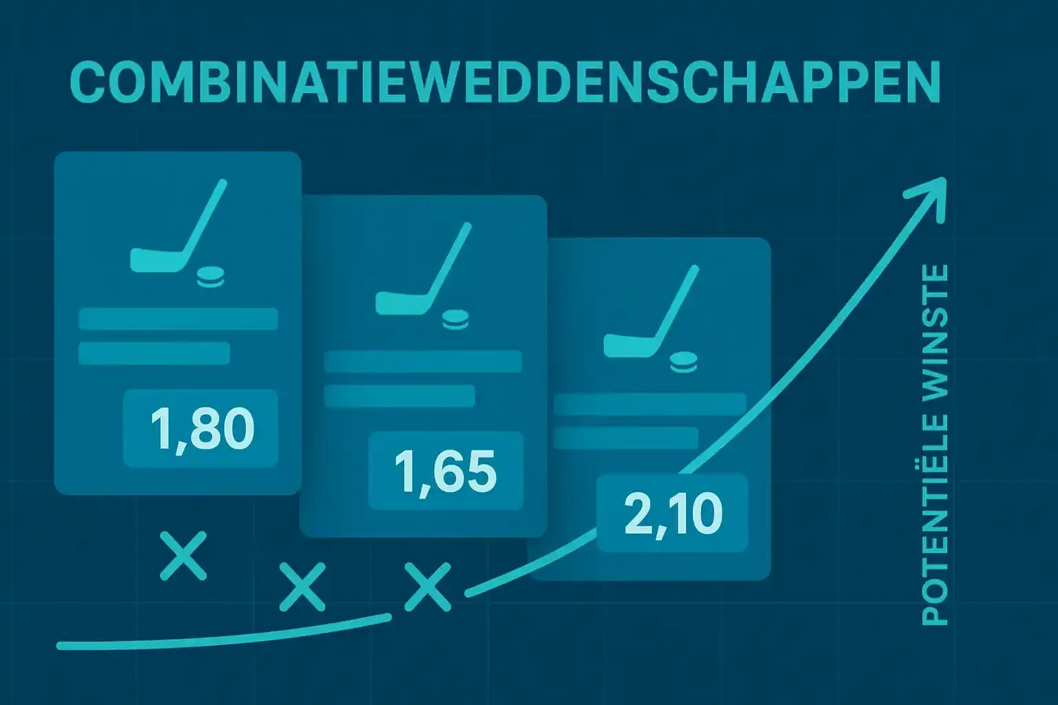 Visueel concept van accumulator weddenschap met gestapelde wedslips en vermenigvuldigde odds