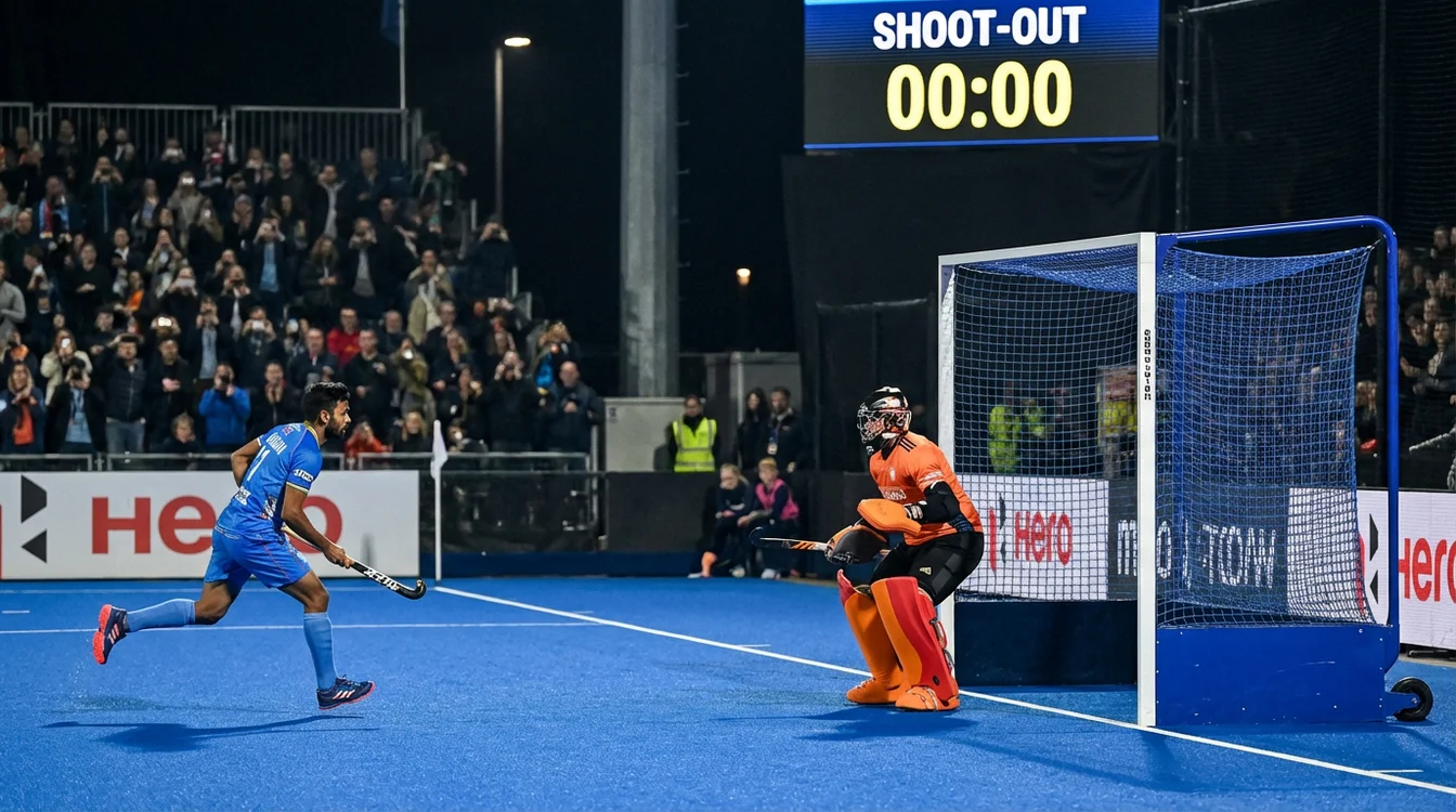 Dramatisch shoot-out moment tijdens hockeywedstrijd