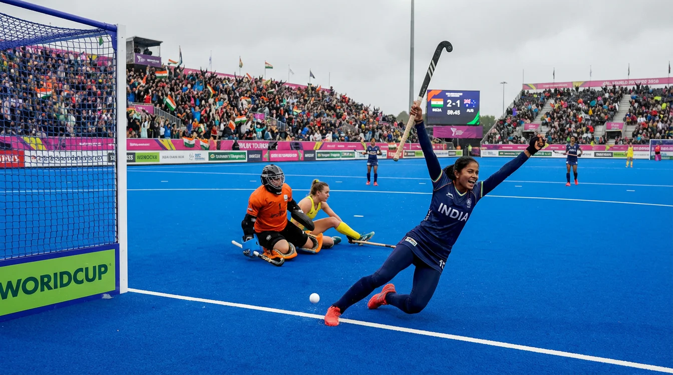 Hockeyspeler scoort doelpunt tijdens belangrijke wedstrijd