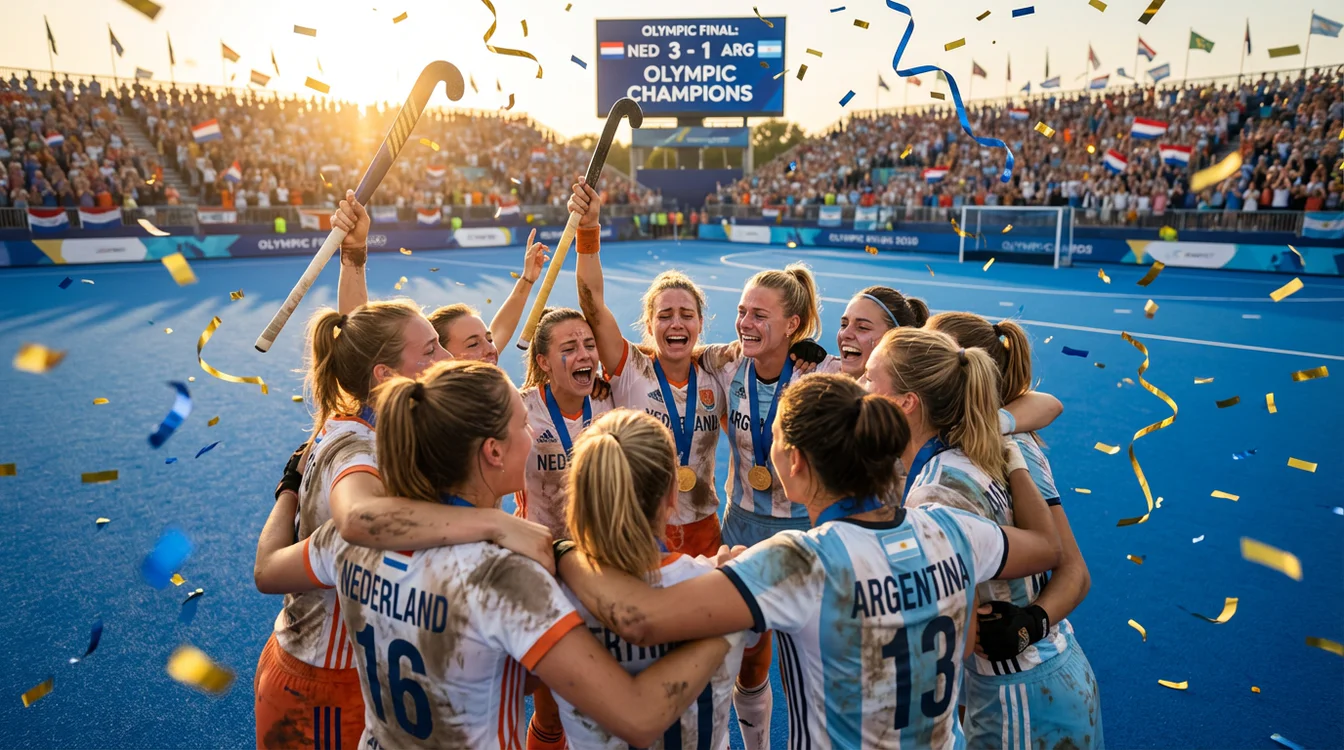 Hockeyteam viert overwinning met medailles na olympische finale