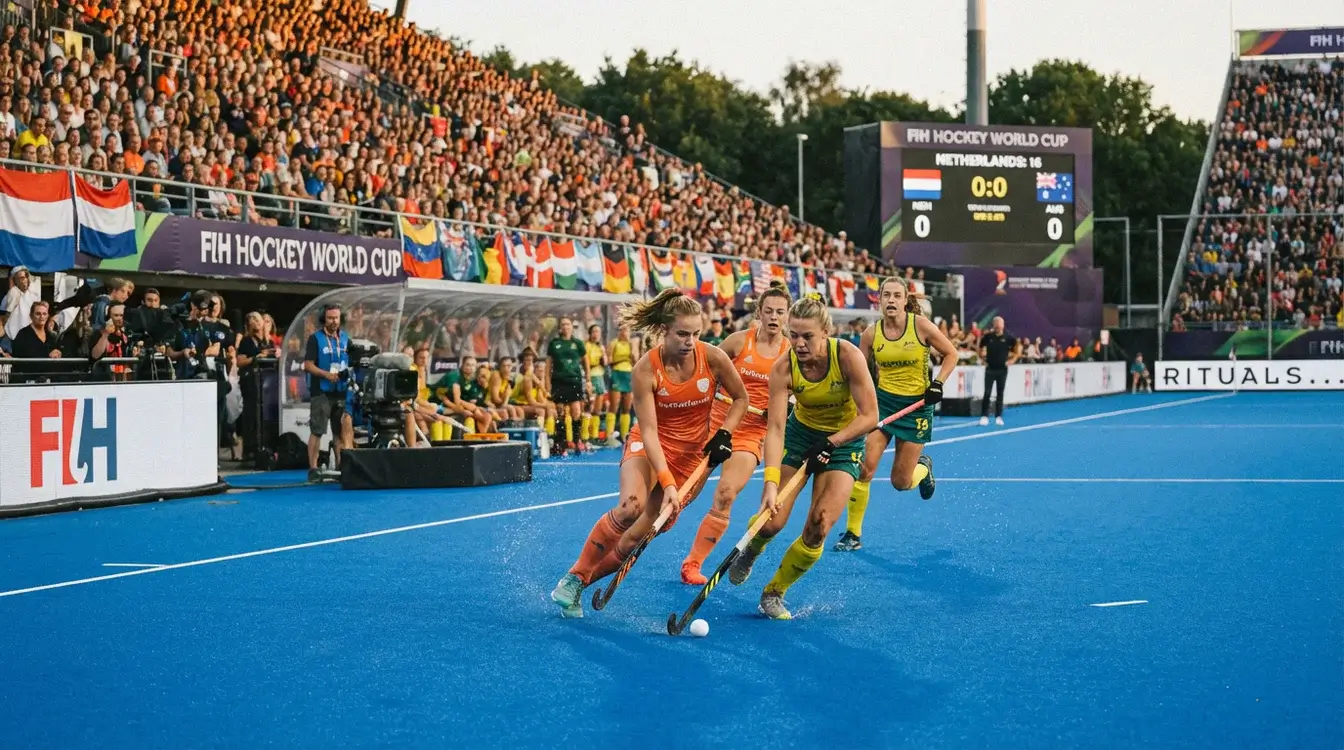 Internationale vrouwenhockeywedstrijd met nationale teams